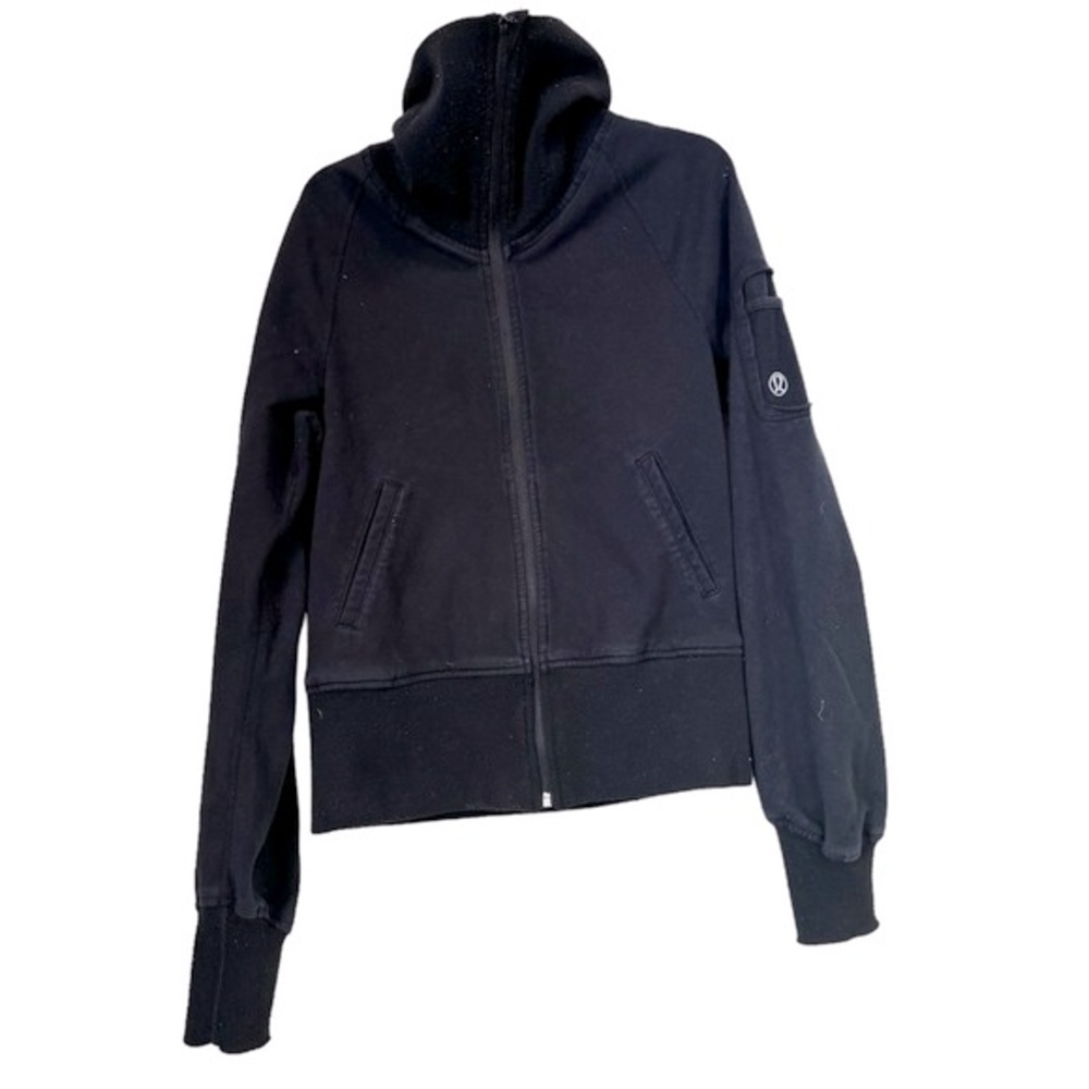 Lululemon Cotton Jacket Sleeve Pocket Full Zipper High Neck Oversized Cuffs Top